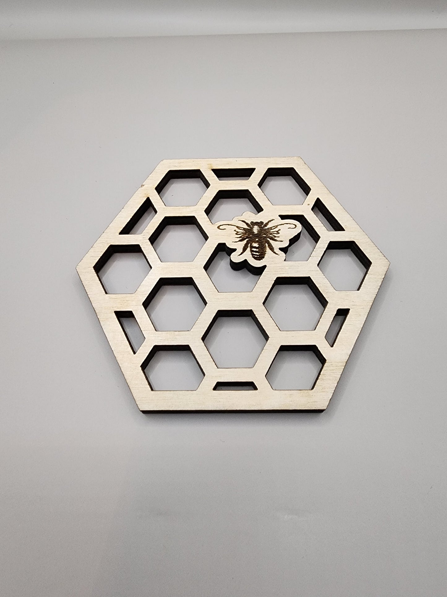 Honey Comb Bee Wooden Coaster Set